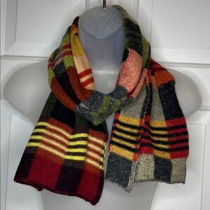 🌻Echo Merino Cashmere, Angora Wool Multicolor Striped Plaid Scarf